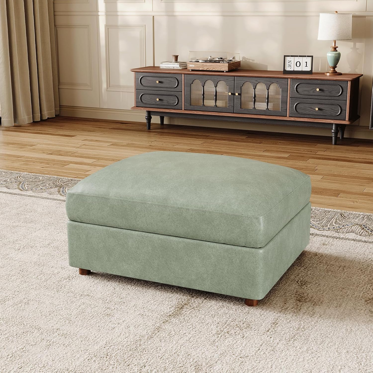 Outdoor Furniture Green - Module ottoman en similicuir vert pour