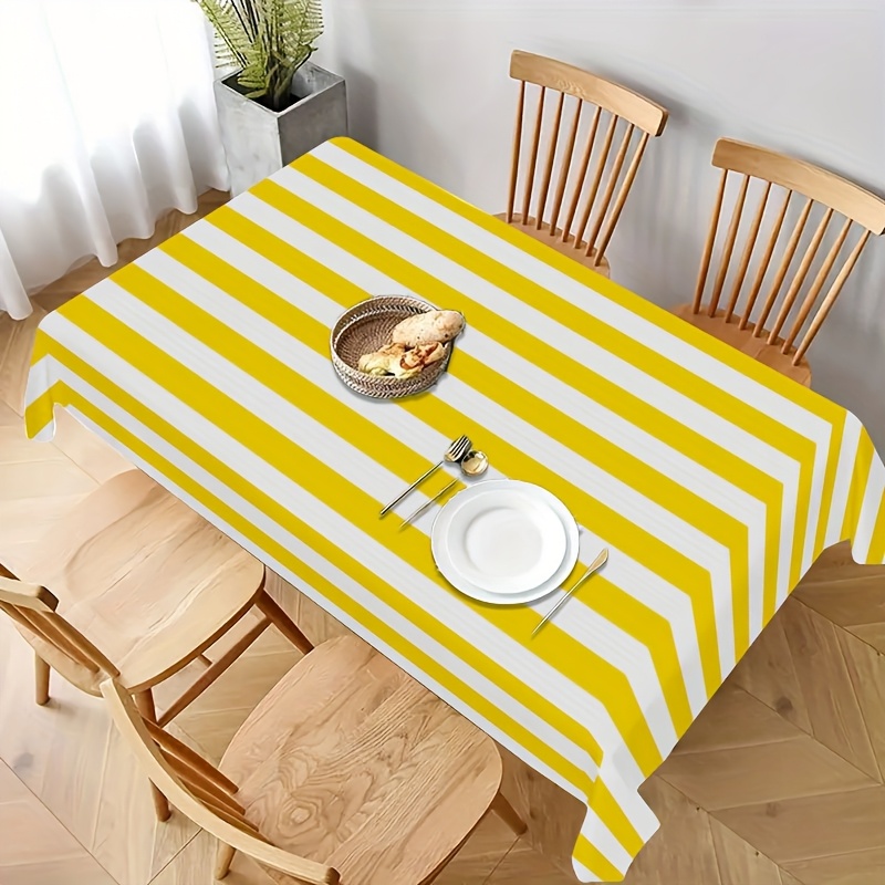Outdoor Furniture Yellow - Nappe en polyester rayée jaune et
