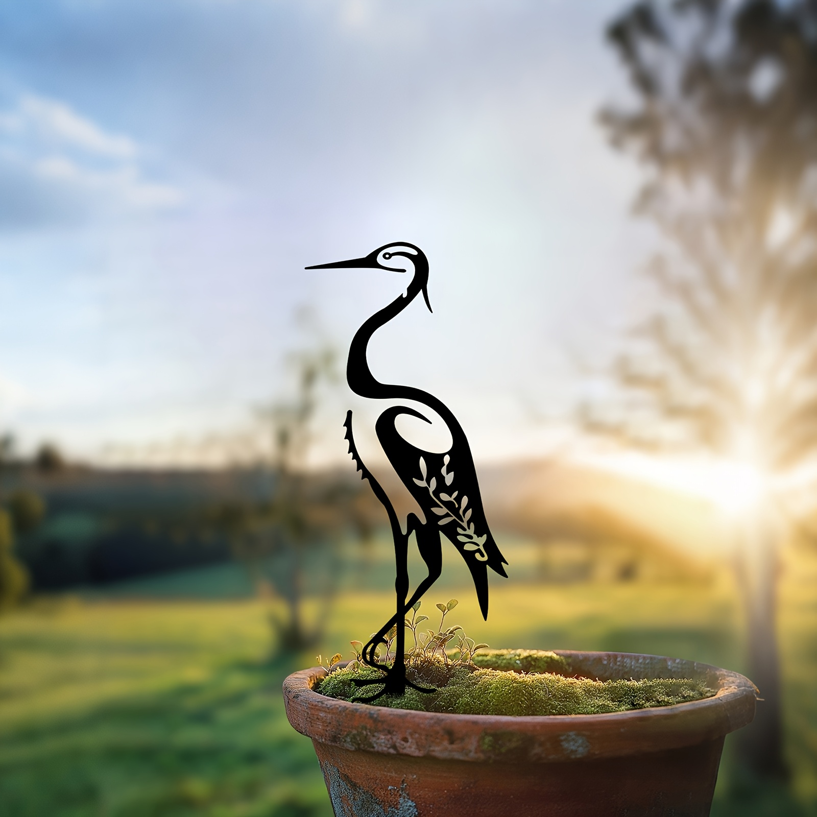 Outdoor Furniture Decor - 1 pièce Silhouette d'oiseau Aigrette blanche