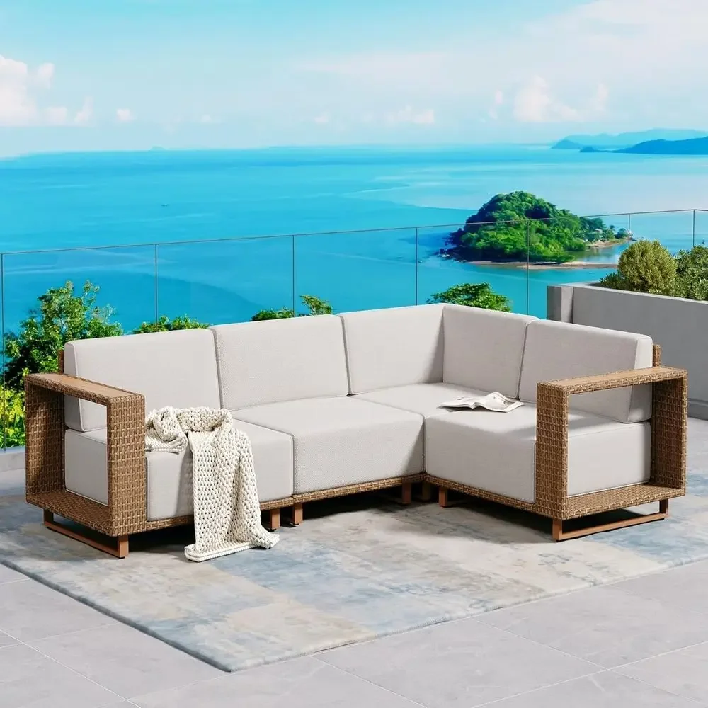 Outdoor Furniture Yellow - Canapé d'extérieur en forme de L
