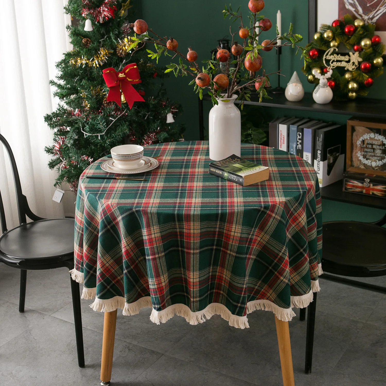 Outdoor Furniture Green - Nappe de Noël à carreaux avec