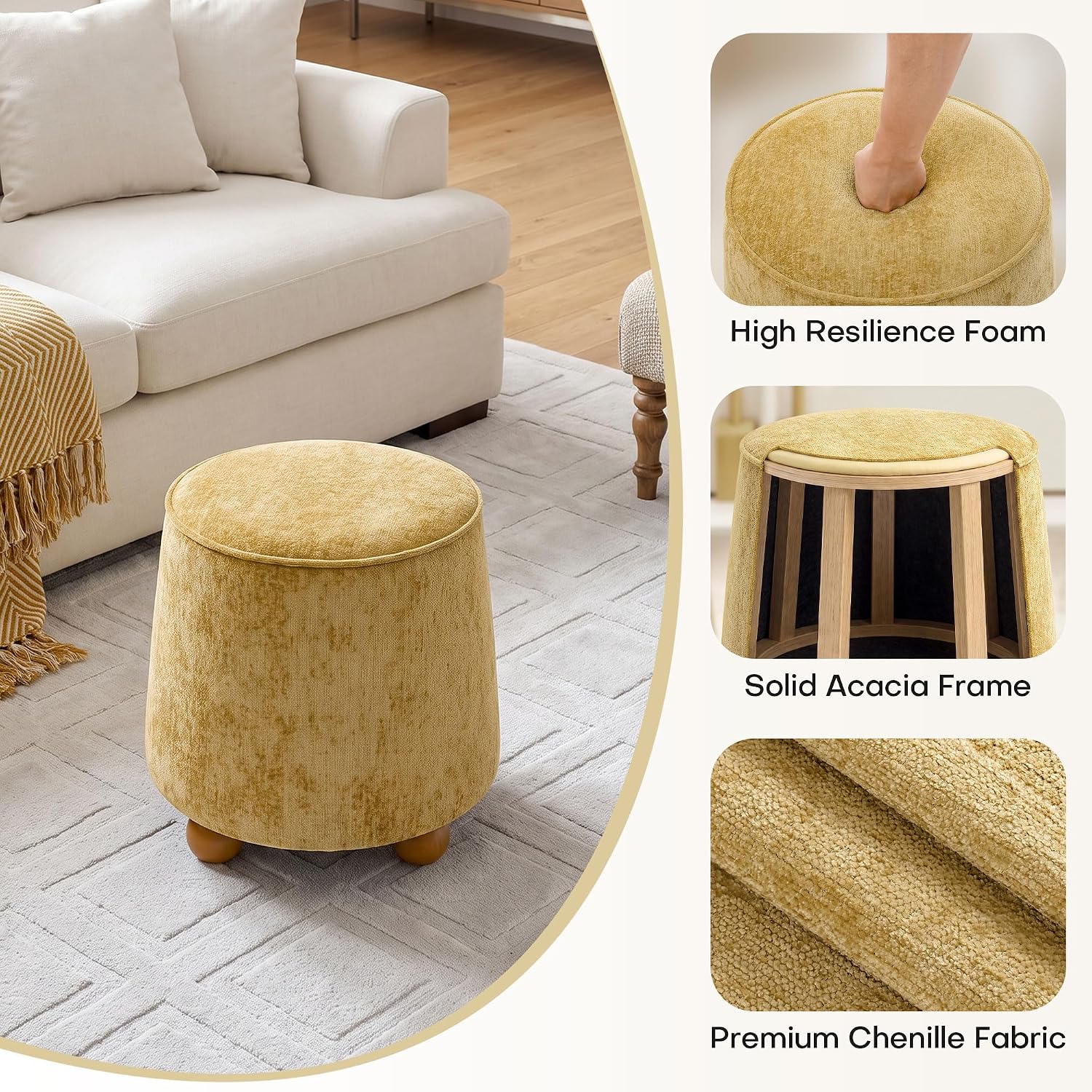 Pouf conique rond en bois d'hé - Outdoor Furniture Yellow avis et prix